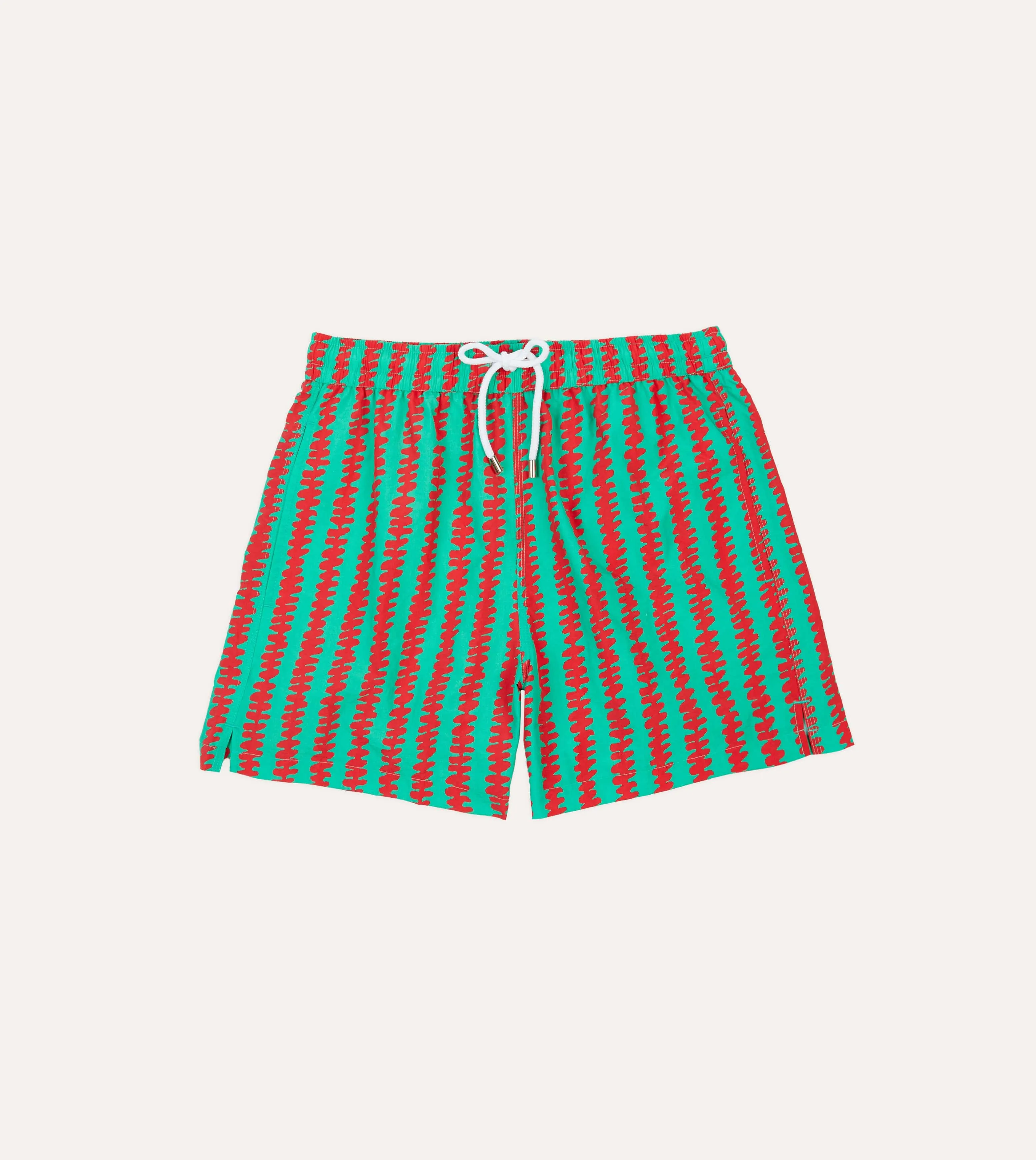 Kelim Stripe Print Nylon Drawstring Swim Shorts Gothic style