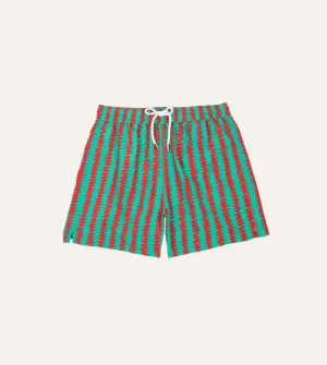 Kelim Stripe Print Nylon Drawstring Swim Shorts Gothic style
