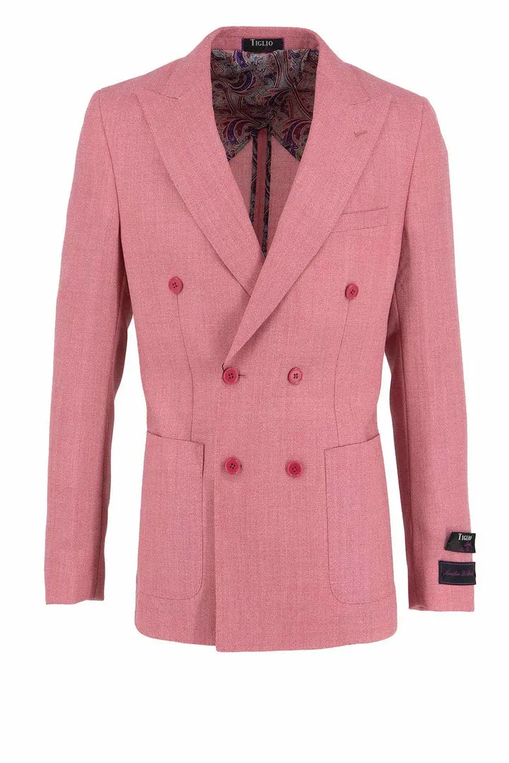 Tiglio Luxe Red Santorini / THP Slim Fit Half Lined, Pure Wool Jacket TL2727 Down Filled Non Bulky Insulation