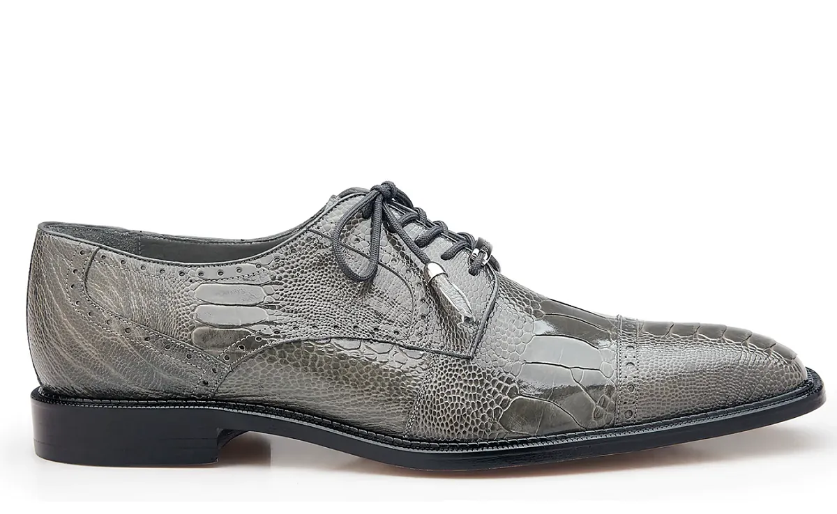 Beach Fun Belvedere Luxurious Ostrich Cap Toe Shoes for Men in Gray-Batta!