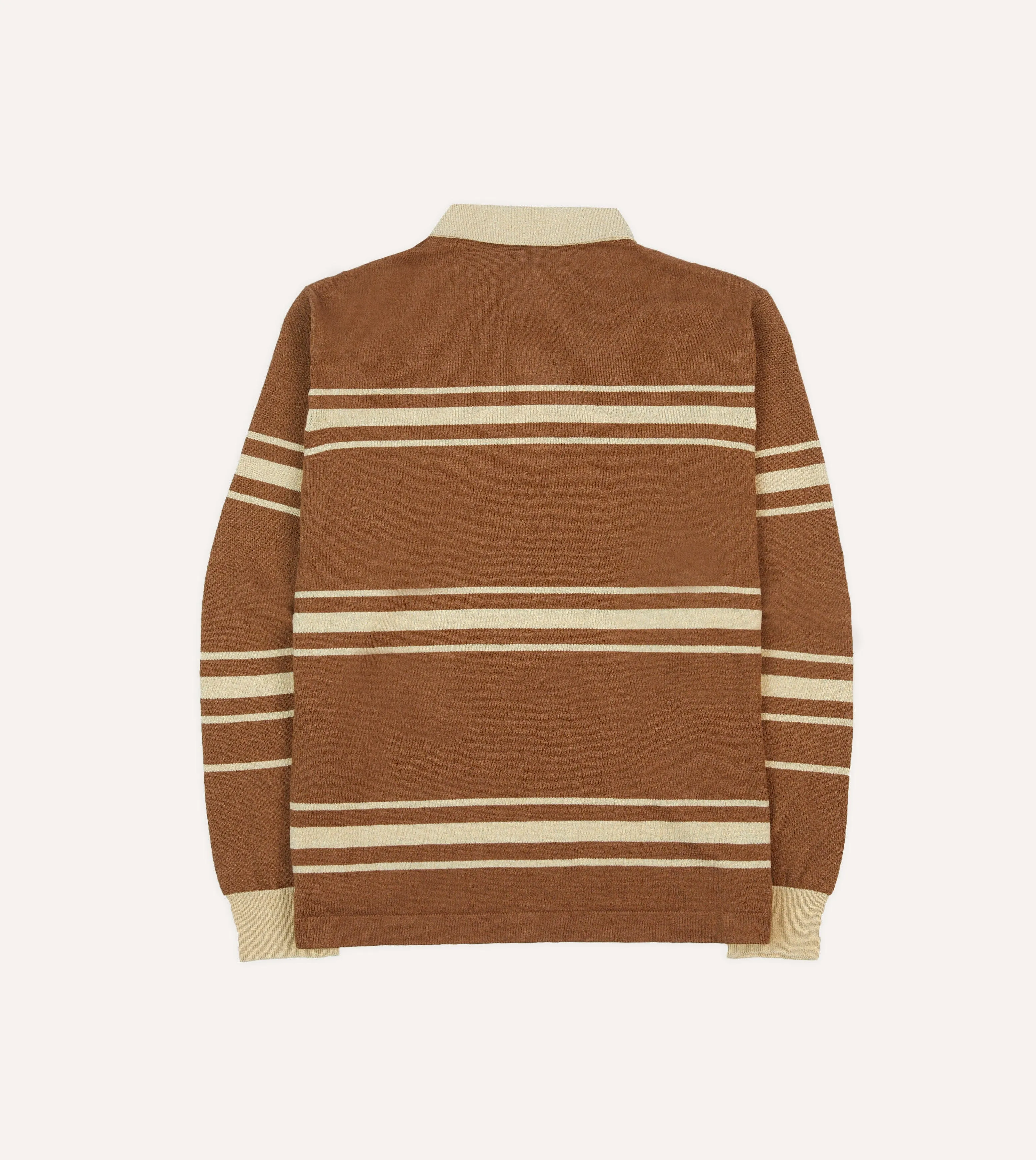 Seasonal Collection Brown and Ecru Linen Cotton Knitted Rugby Shirt