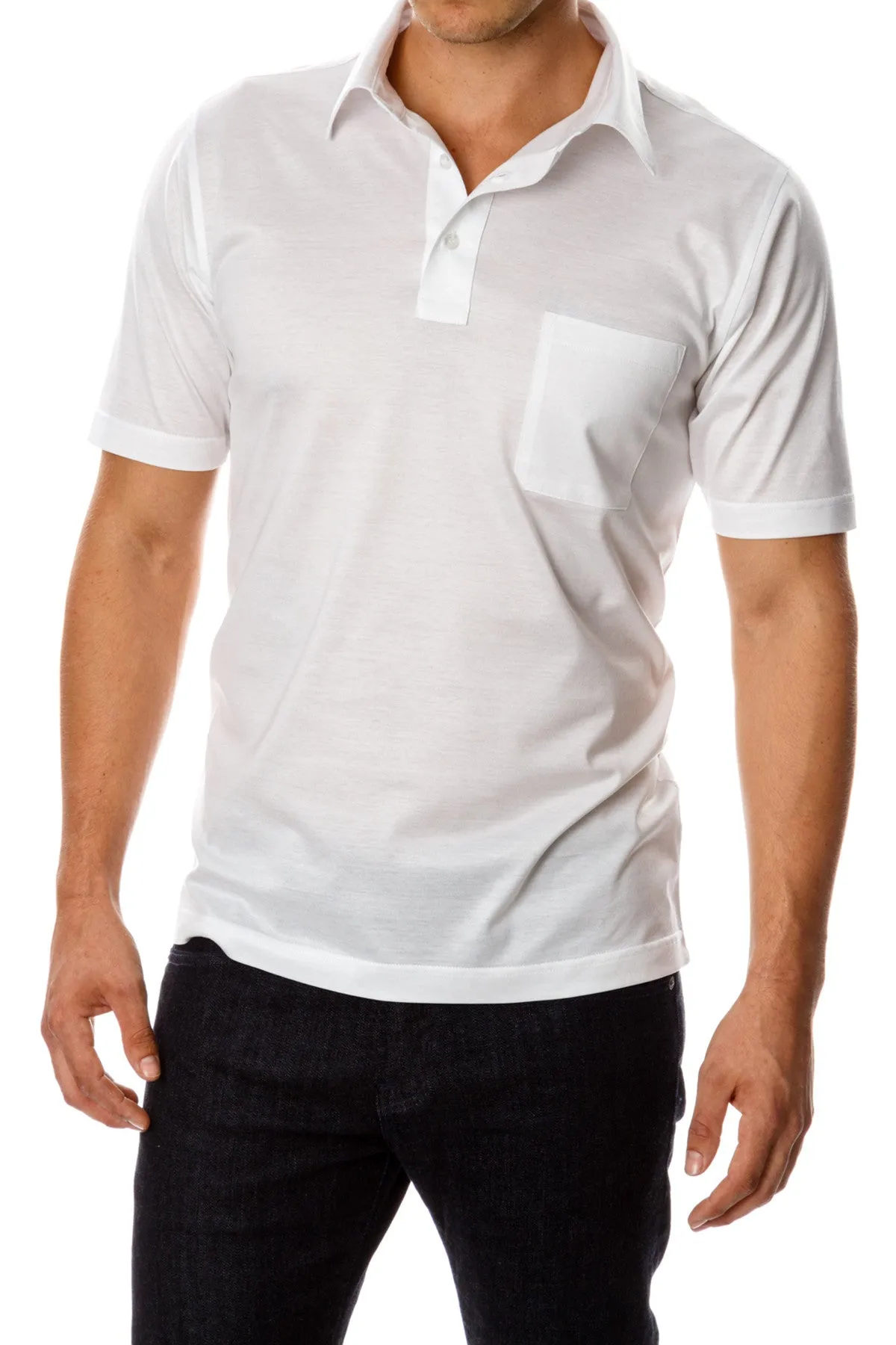 Business Lunch Timeless Look David August Mercerized Cotton Polo White
