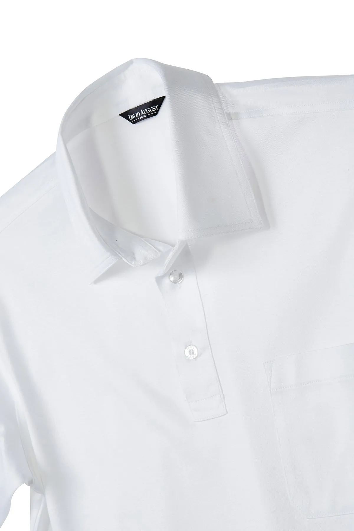 Breathable Cotton David August Mercerized Cotton Polo White
