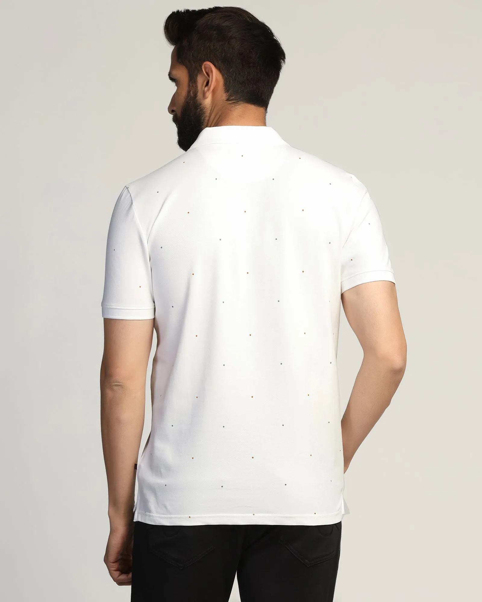 Polo White Printed T-Shirt - Wembley Effortless Layer Cozy Top