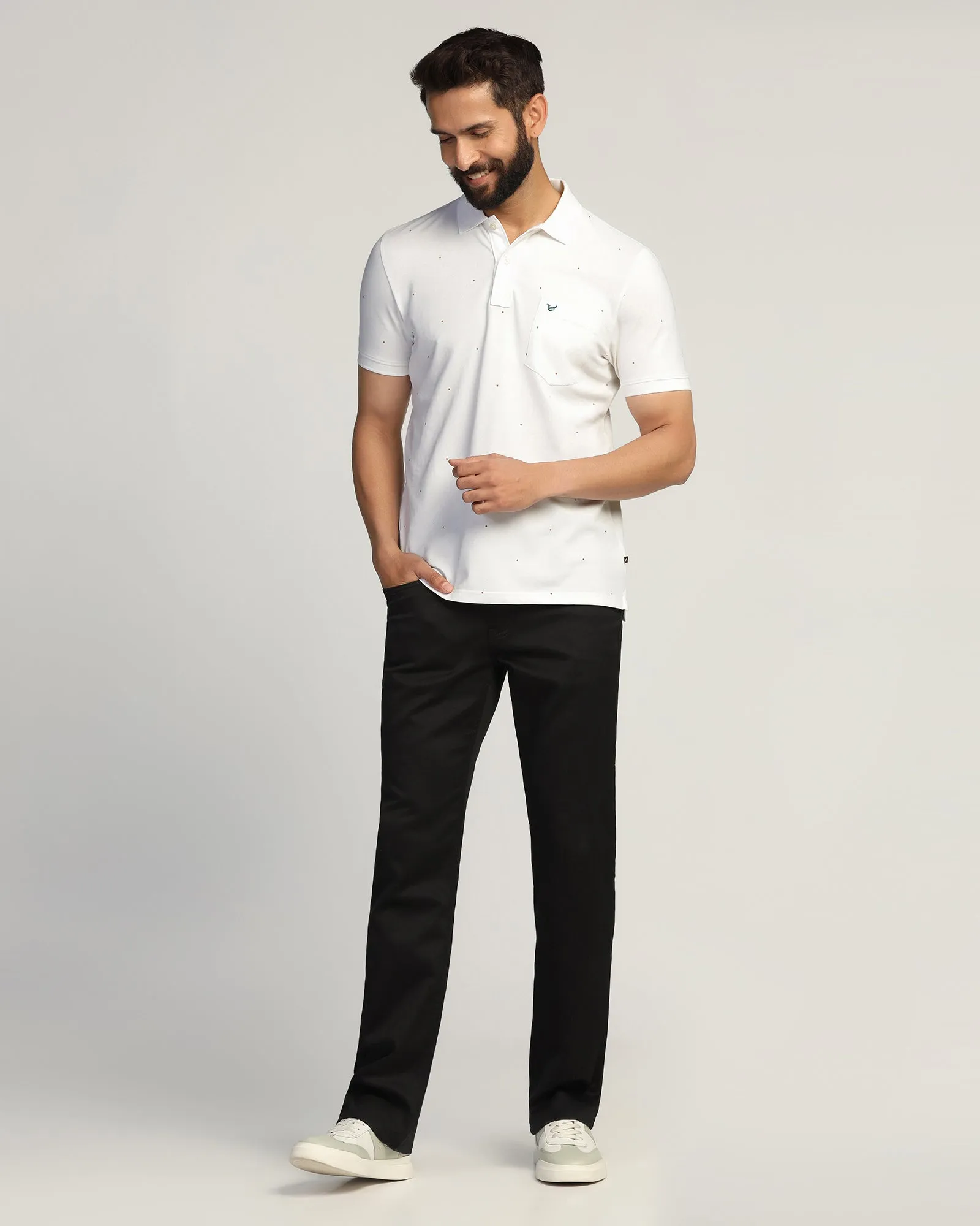 Bamboo Fiber Blend Polo White Printed T-Shirt - Wembley