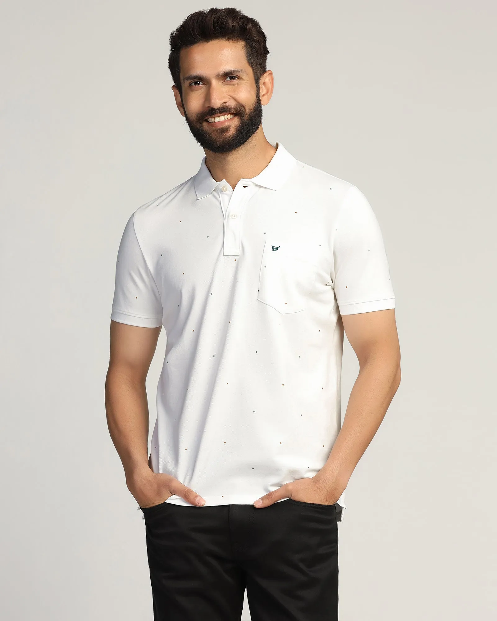 Lightweight Layer Polo White Printed T-Shirt - Wembley