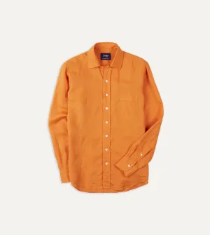 Yellow Linen Spread Collar Shirt Date night Trend-Driven