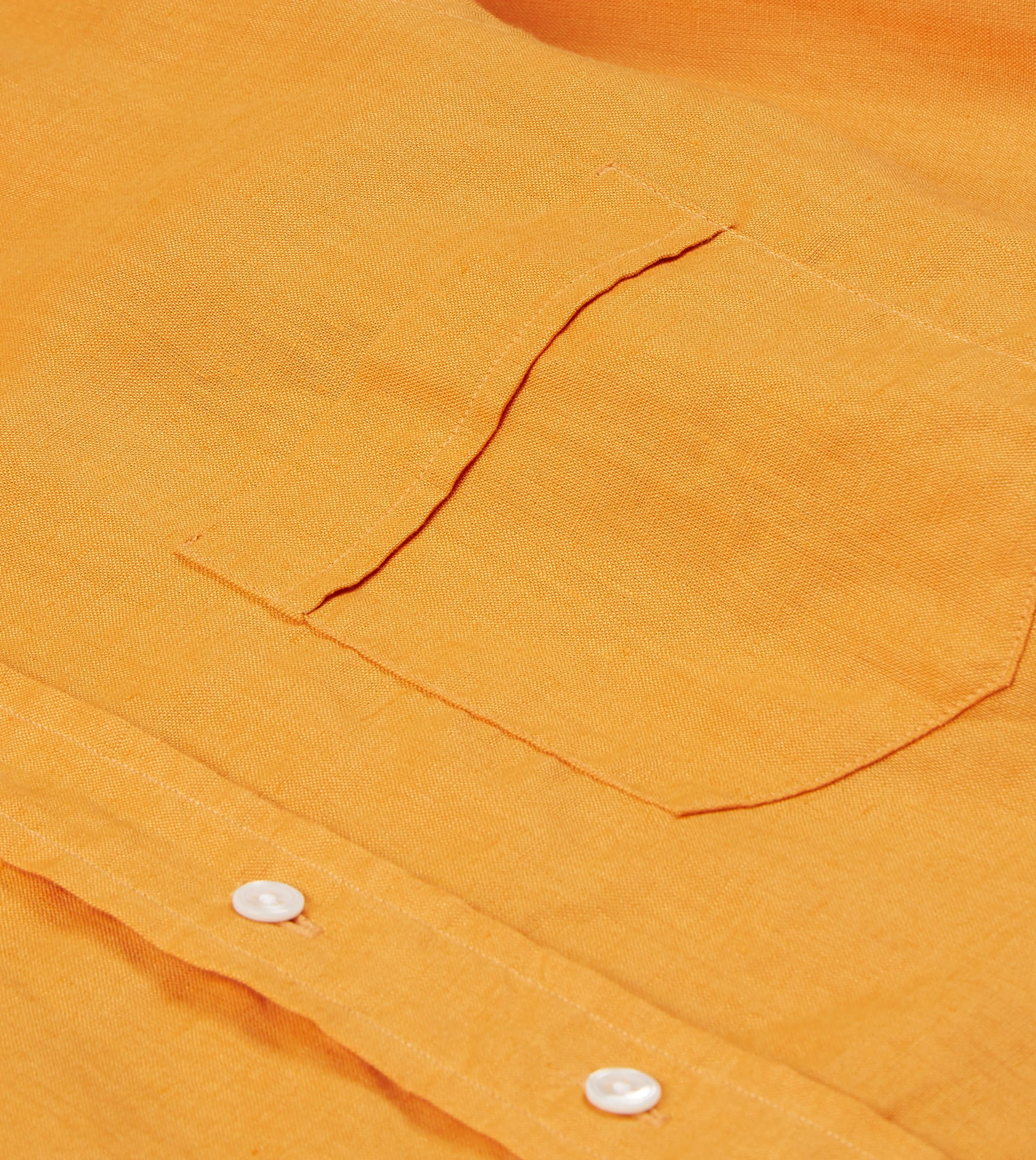 Yellow Linen Spread Collar Shirt Weekend Style Pullover Design