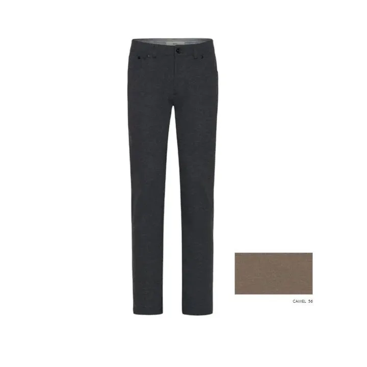 Perfect Stretch SoftCottonBlend Brax Chuck J Hi Flex Jersey 5-Pocket Pant in Camel