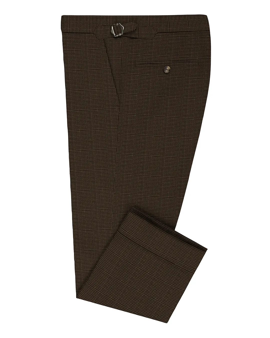 Non Restrictive Fit Clean Cut Drapers Tobacco Brown Micro Houndstooth Pants