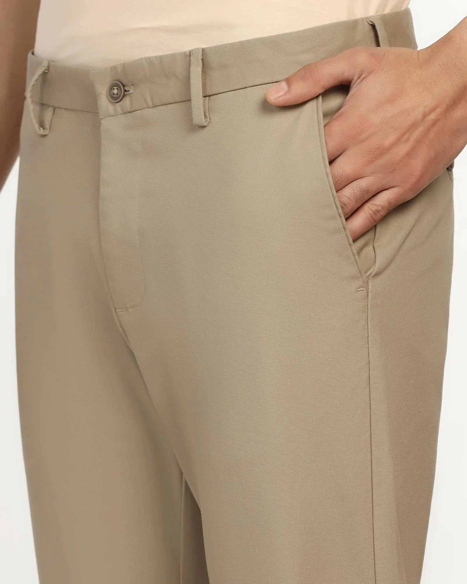Slim Comfort B-95 Casual Brown Textured Khakis - Kary Layered Protection Office Appropriate