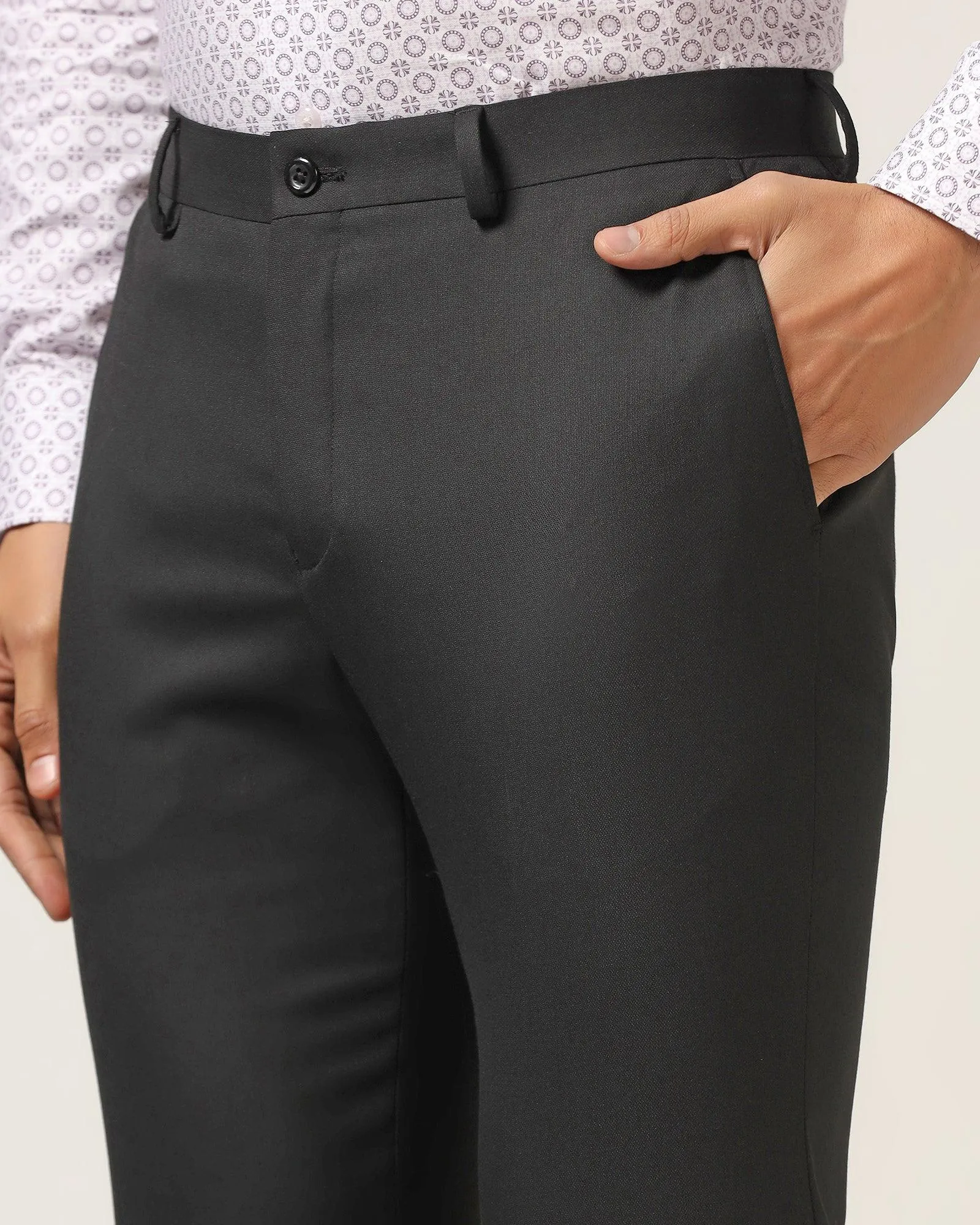 Snug Fit Slim Comfort B-95 Formal Black Textured Trouser - Iron