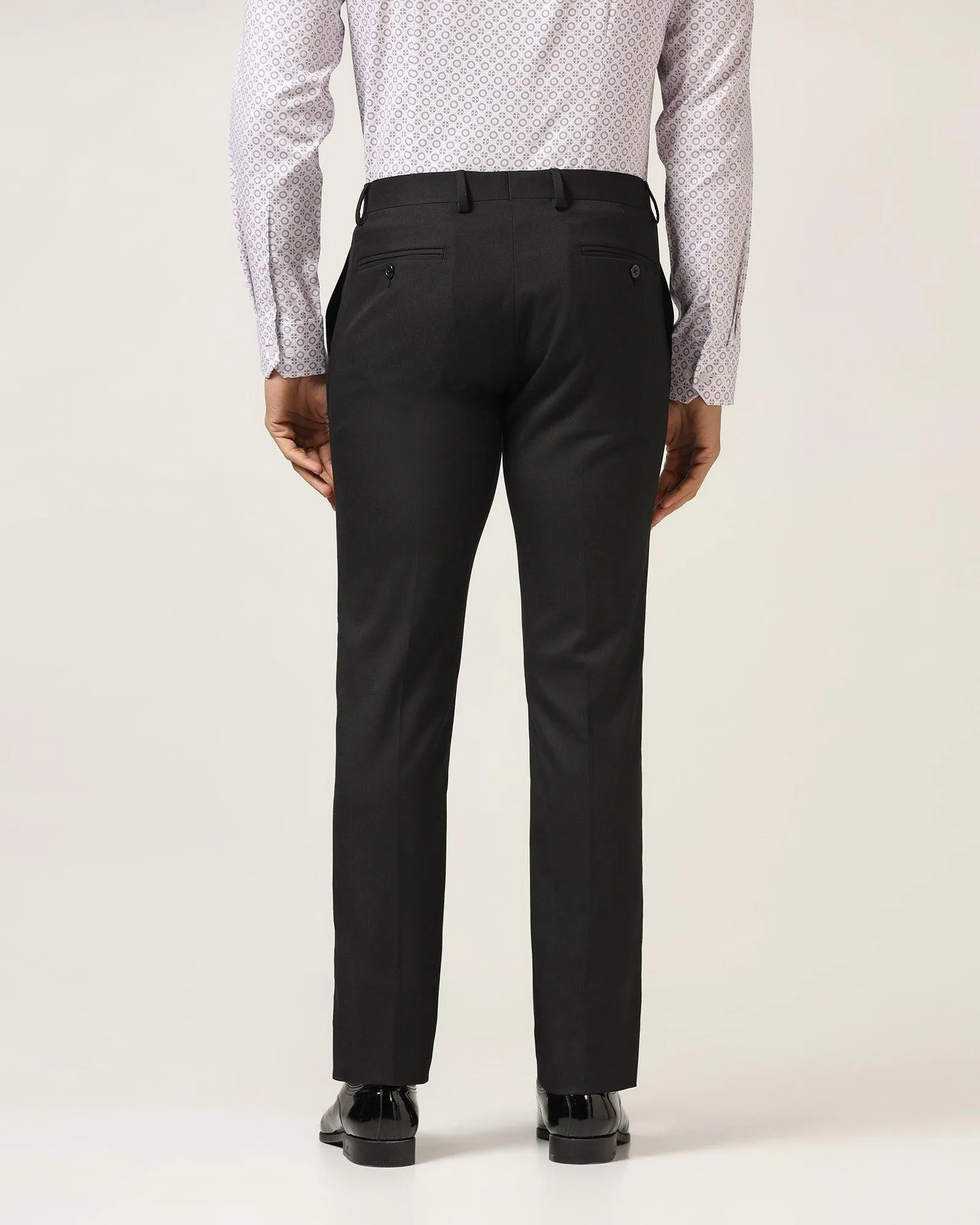 Slim Comfort B-95 Formal Black Textured Trouser - Iron No Iron Travel-Ready