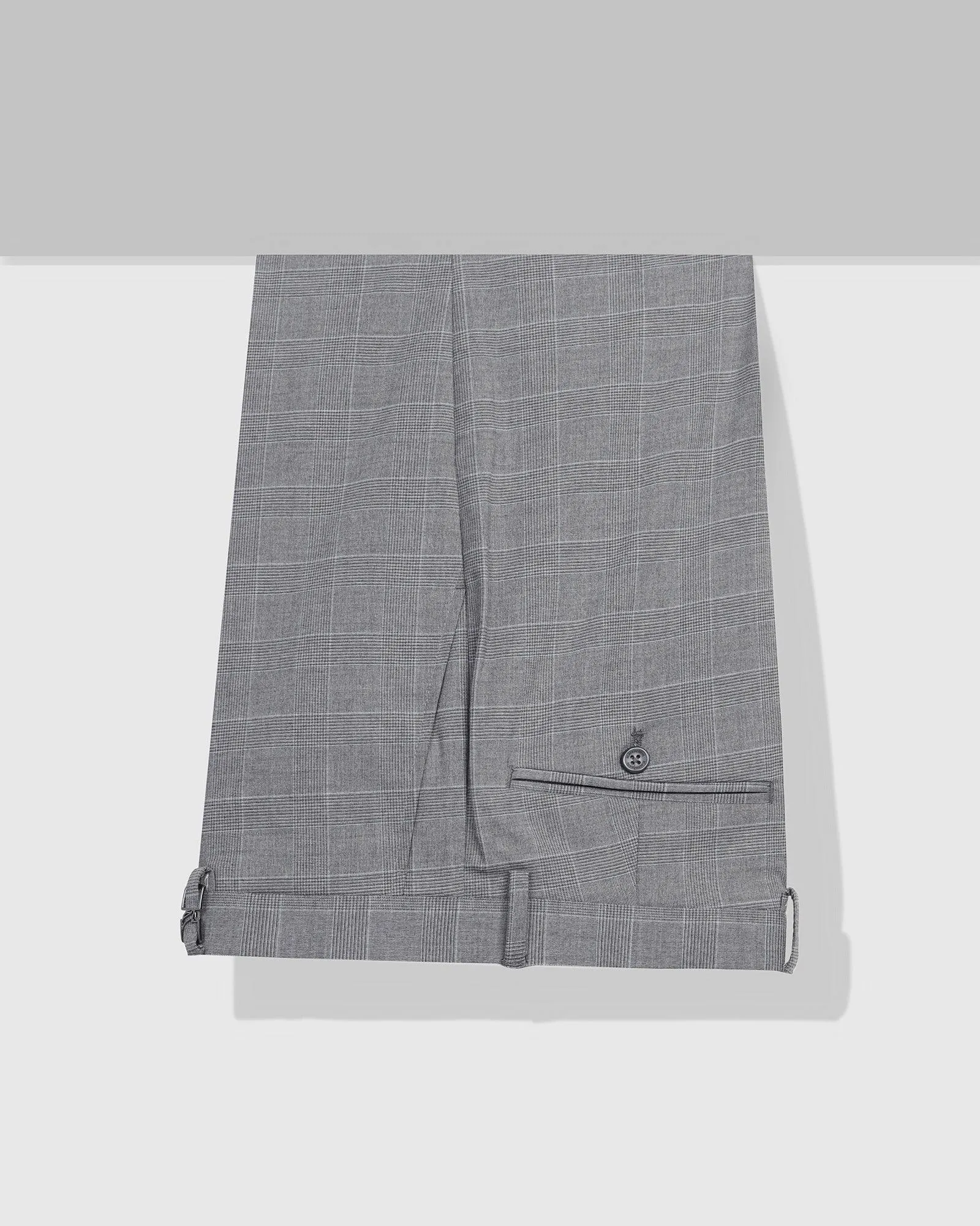 Slim Fit B-91 Formal Grey Check Trouser - Cobalt Flattering Waist