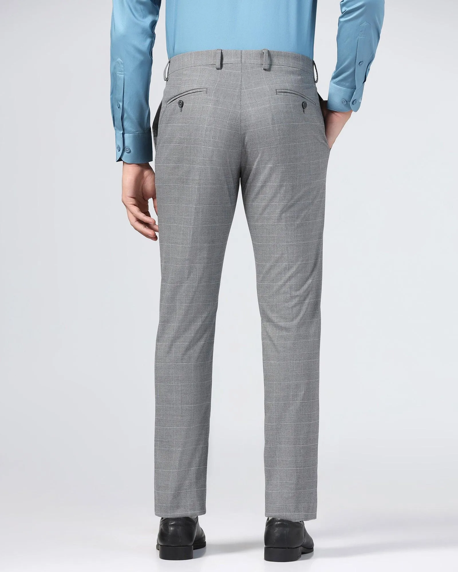 Slim Fit B-91 Formal Grey Check Trouser - Cobalt Sleek Design ReinforcedHemline