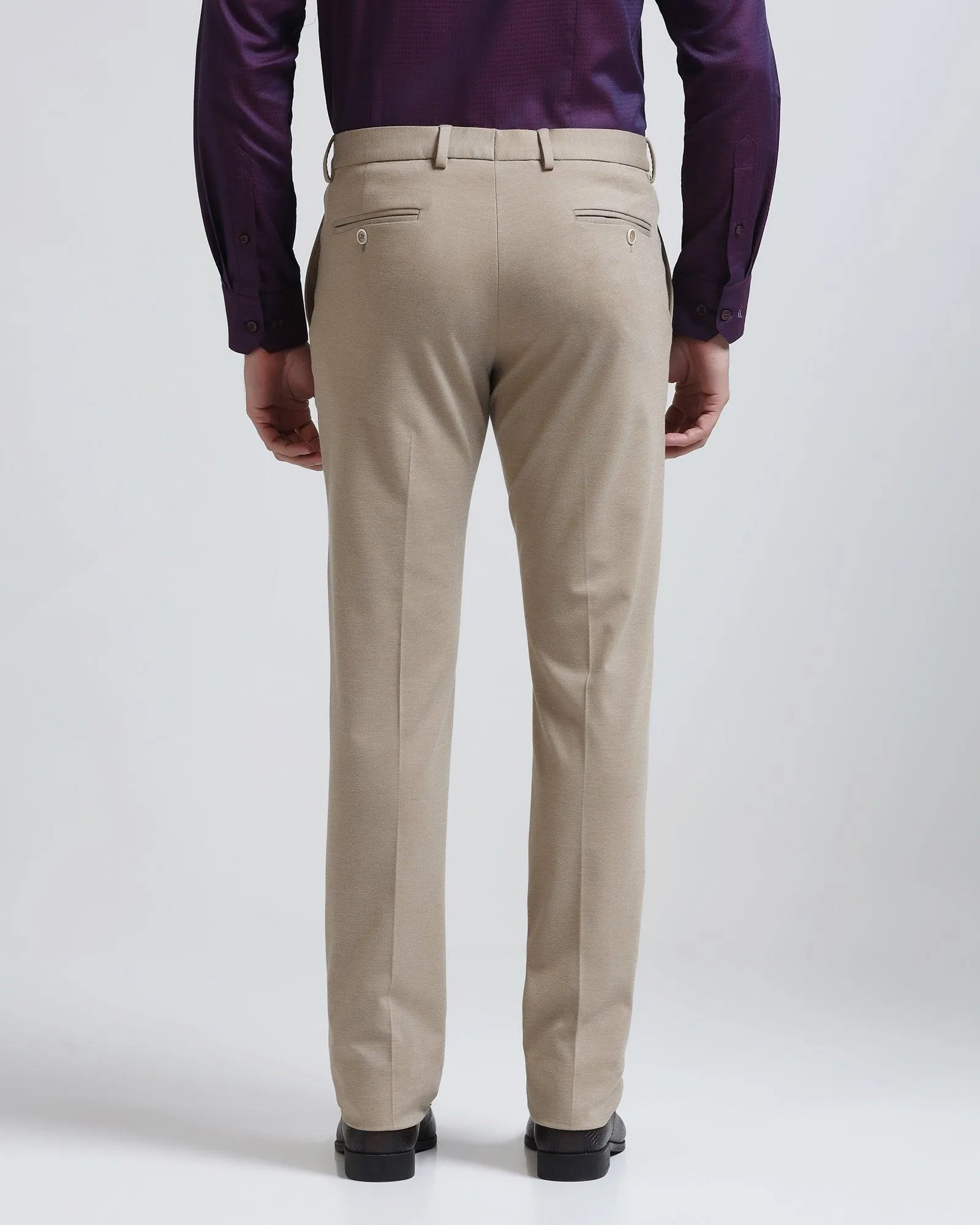Flattering Style Slim Comfort B-95 Formal Beige Solid Trouser - Raider