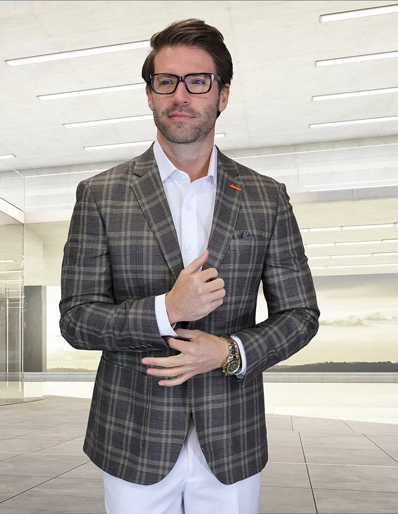 Reinforced Seam Durability AntiPilling Finish WESTFIELD BROWN PLAID MODERN FIT BLAZER