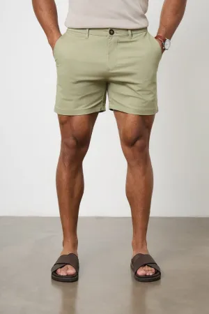 Animal Print Athletic Fit Chino Shorts 5" in Sage