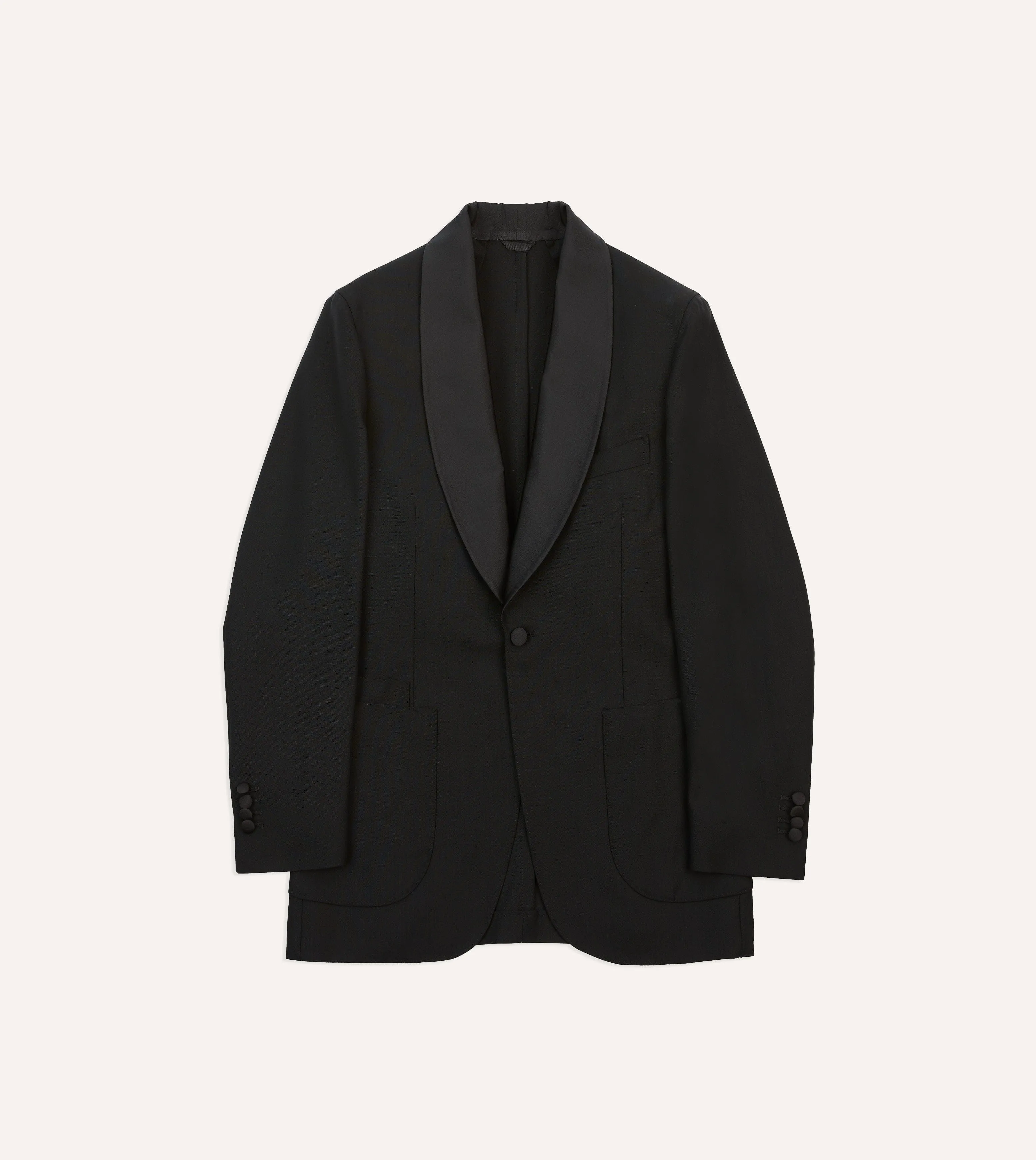 Black Wool Shawl Collar Tuxedo Blazer Noise Reduced Fabric Everyday apparel