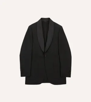 Black Wool Shawl Collar Tuxedo Blazer Noise Reduced Fabric Everyday apparel