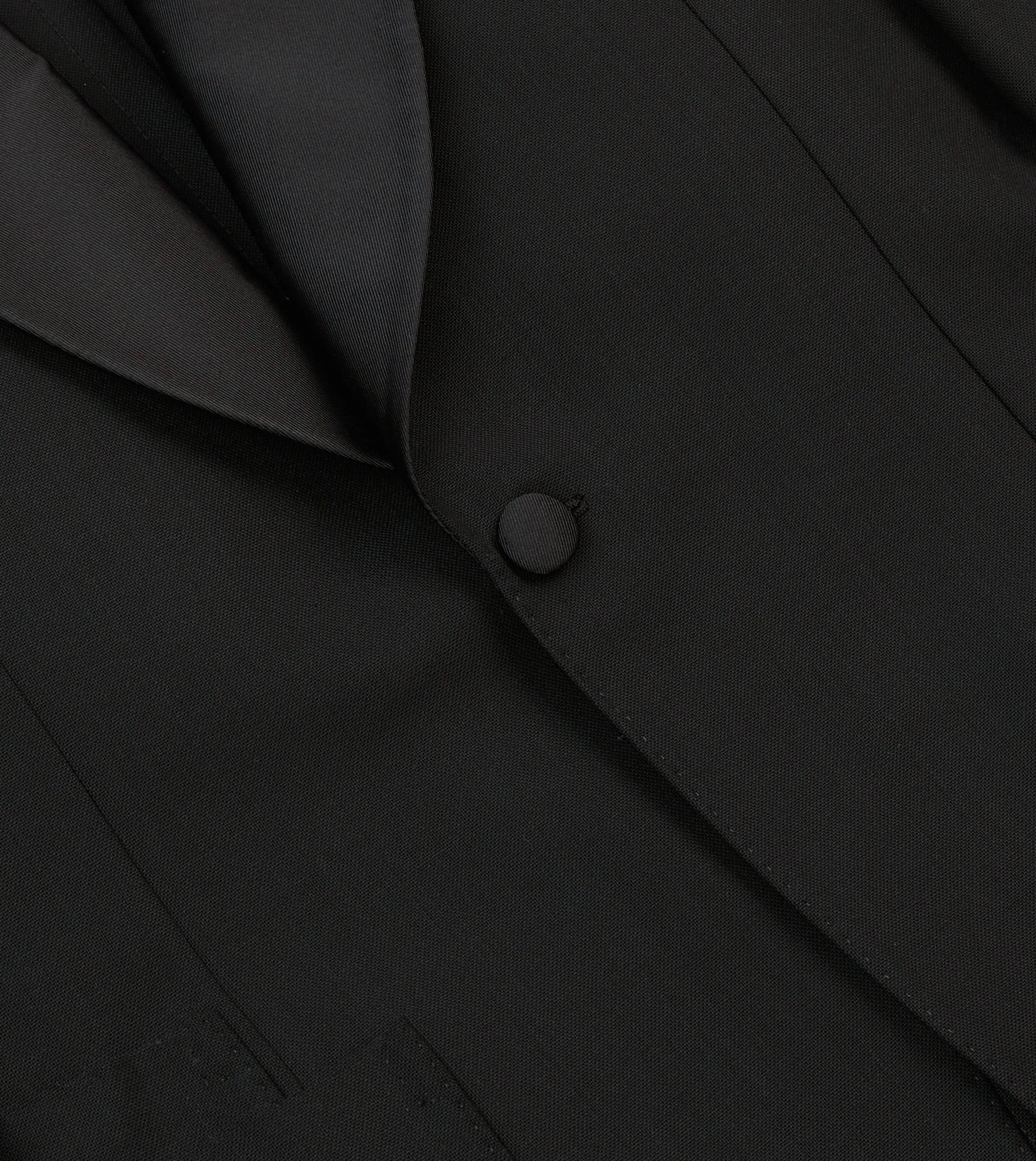 Multi Directional Stretch Black Wool Shawl Collar Tuxedo Blazer