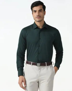 Coffee Run Bottle Green Textured Shirt - Regard