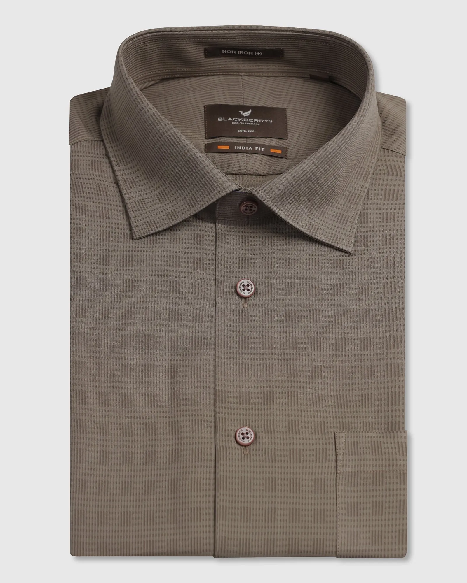 Polka Dot Brown Non Iron Textured Shirt - Reform