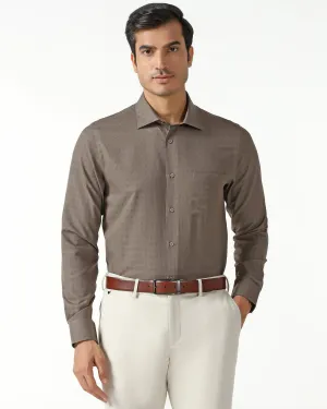 Brown Non Iron Textured Shirt - Reform Tailored Cuffs Chic Design