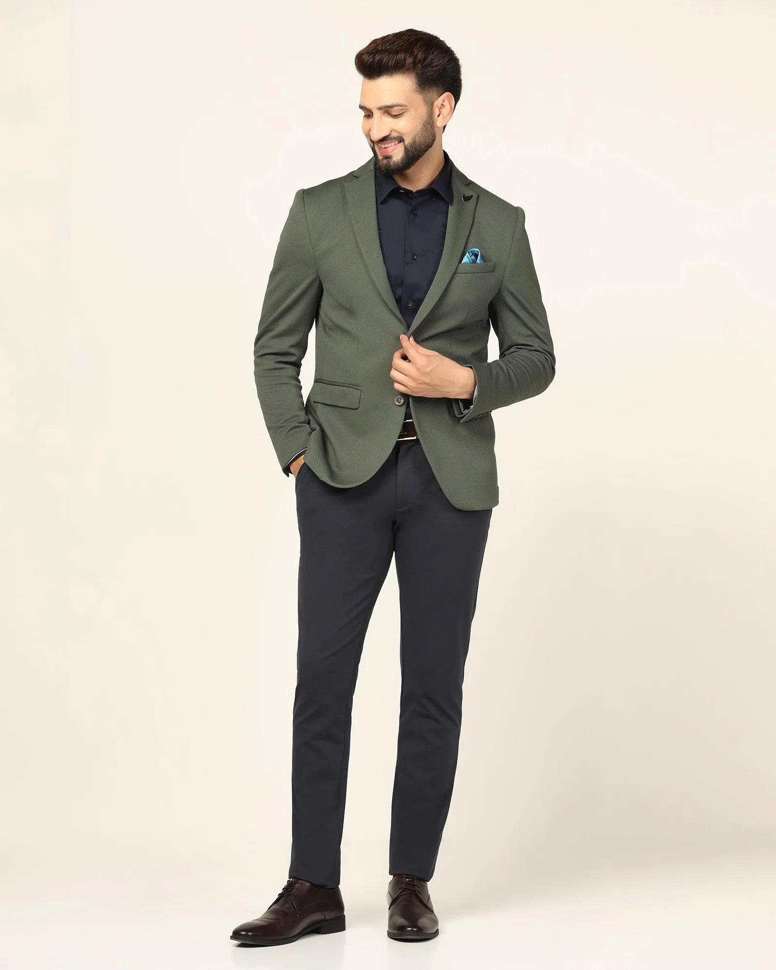 Soft Cover Functional Layer Piece Must Haves Formal Olive Textured Blazer - Japson