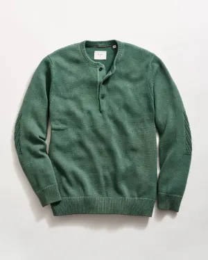 Work Mix Wave Core Garment-Dyed Henley Sweater