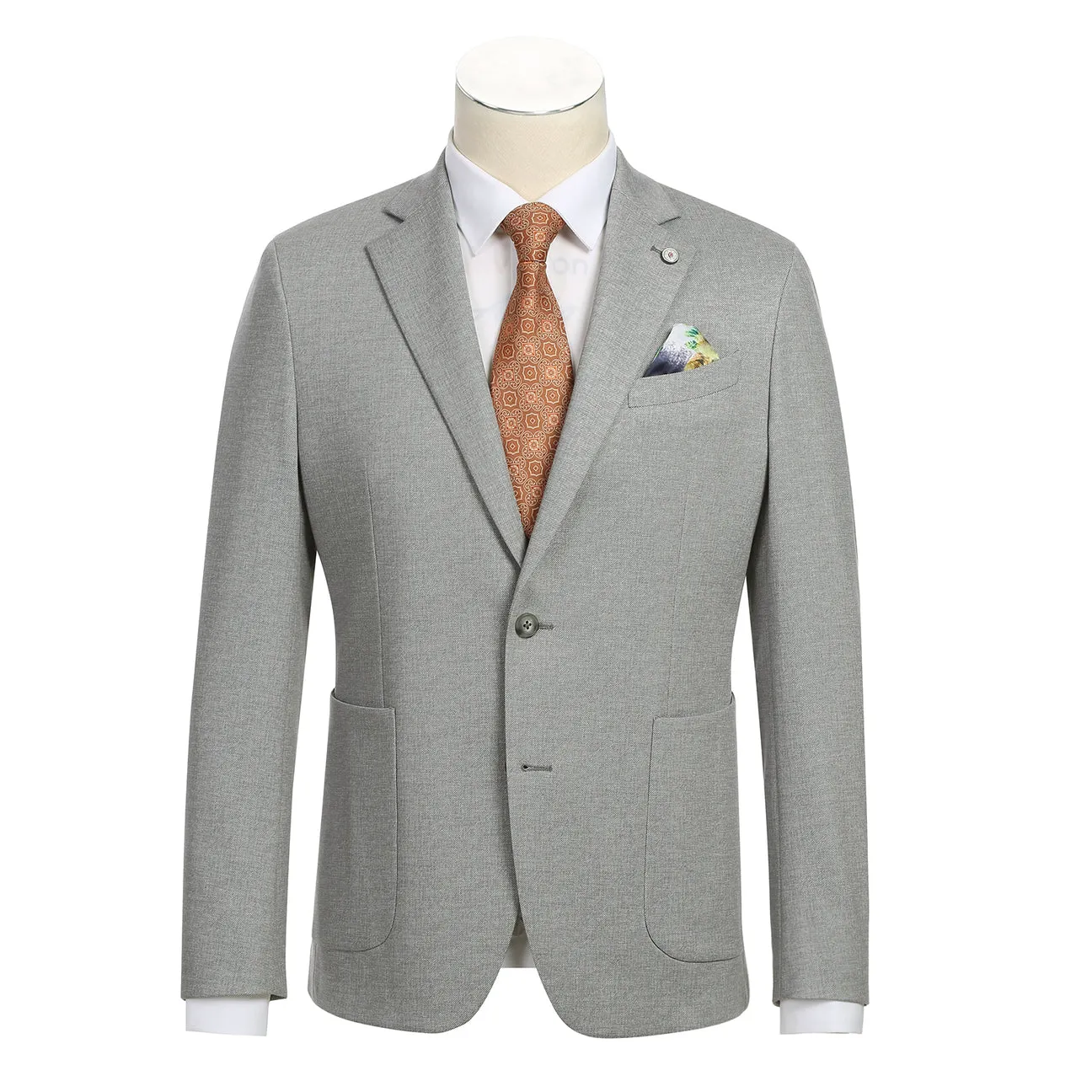 Pellagio Gray Men's Half Canvas Blazer PS24-2 Pocket Details Adaptive Layering System