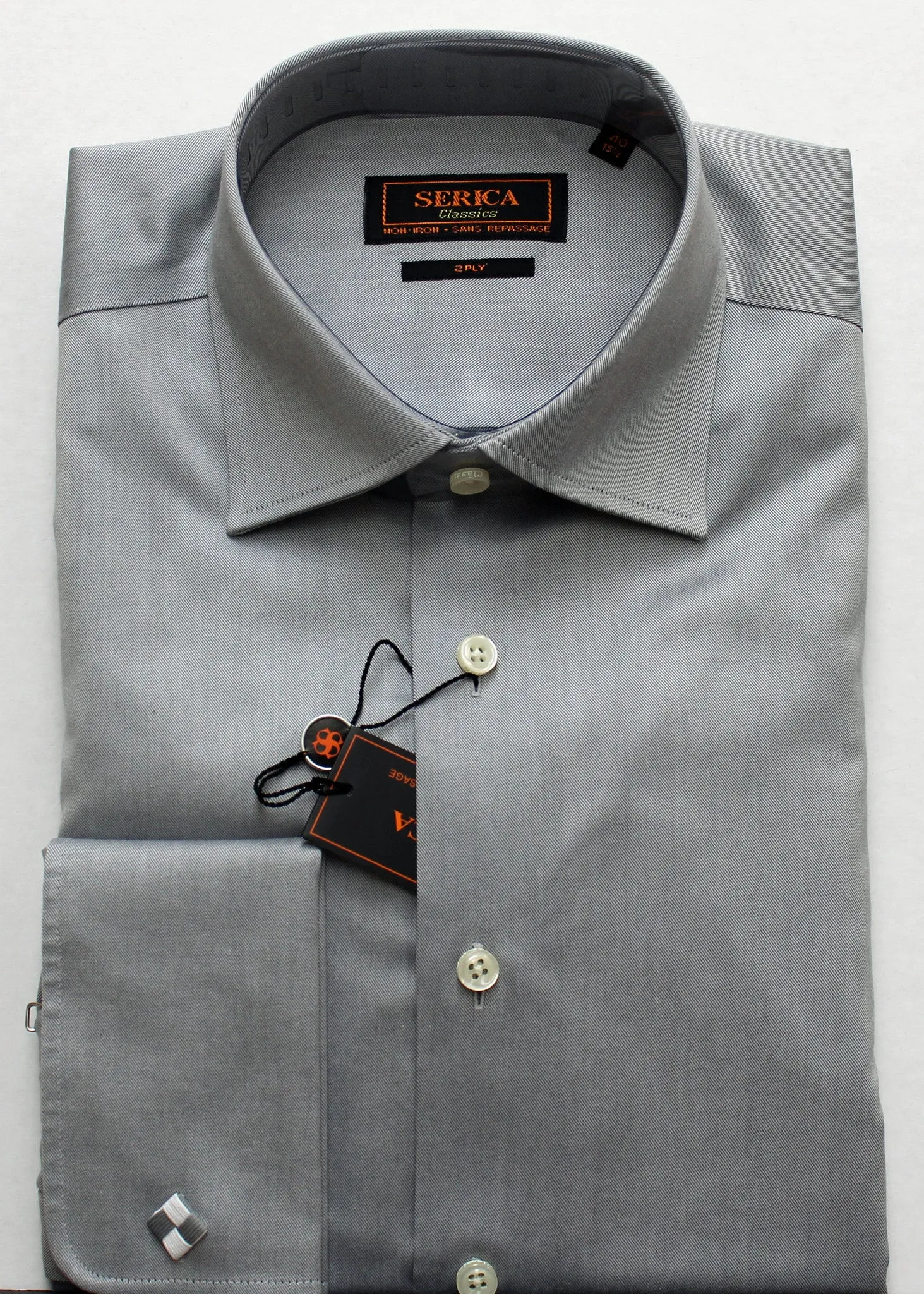 SERICA CLASSICS MID GREY TWILL FRENCH CUFF Ergonomic Sleeves HybridLayerCompatibility