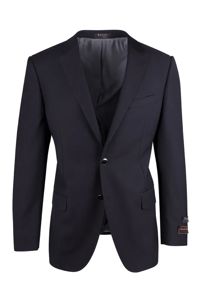 No Static Tiglio Luxe Novello Black Modern Fit Pure Wool Blazer TIG1001