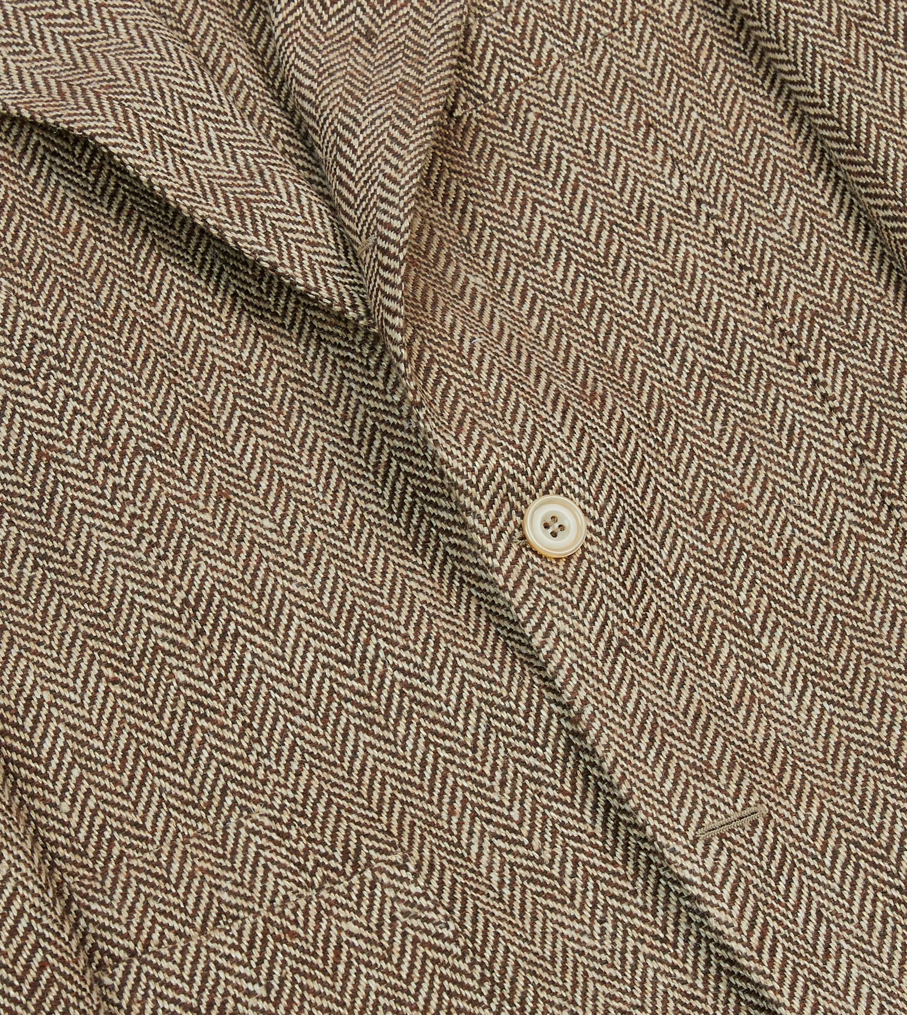 Airflow Ventilation System Brown Herringbone Linen-Silk Blazer