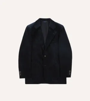 Navy Mid-Wale Cotton Corduroy Tailored Jacket Windproof Inner Layer Frictionless Lining