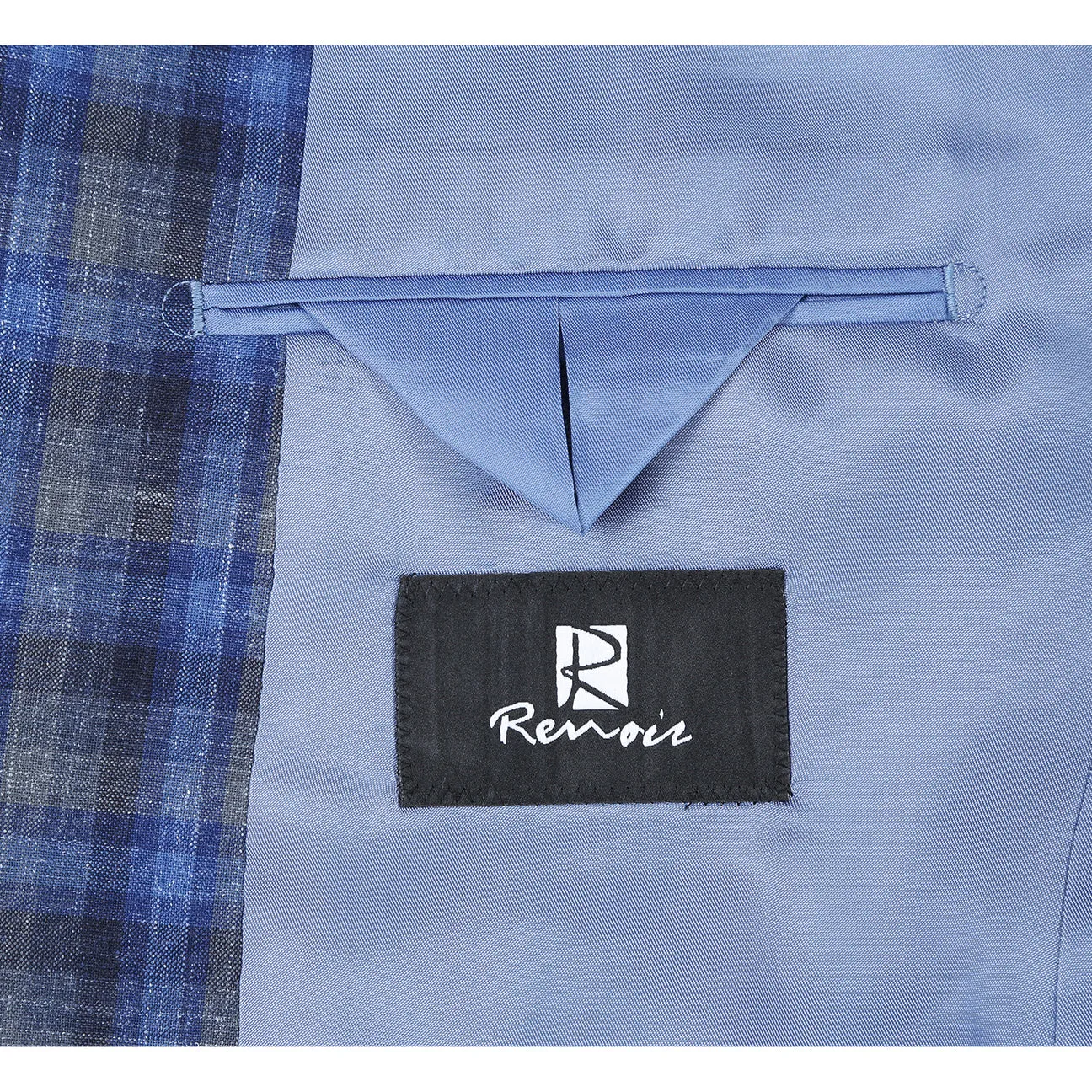 Clean Edge Piece Alessandro Vitello by Renoir Slim Fit Wool Blend Checked Blazer Blue 563-1