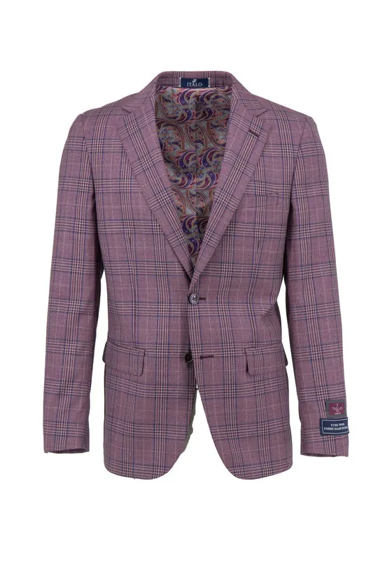 Calm Day Fit Tiglio Luxe Mauve with Windowpane Porto Slim Fit Pure Wool Blazer TL8320