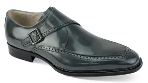 Pictor Collection: Genuine Leather Grey Single Monk Strap Moc Toe Shoes Grace Walk