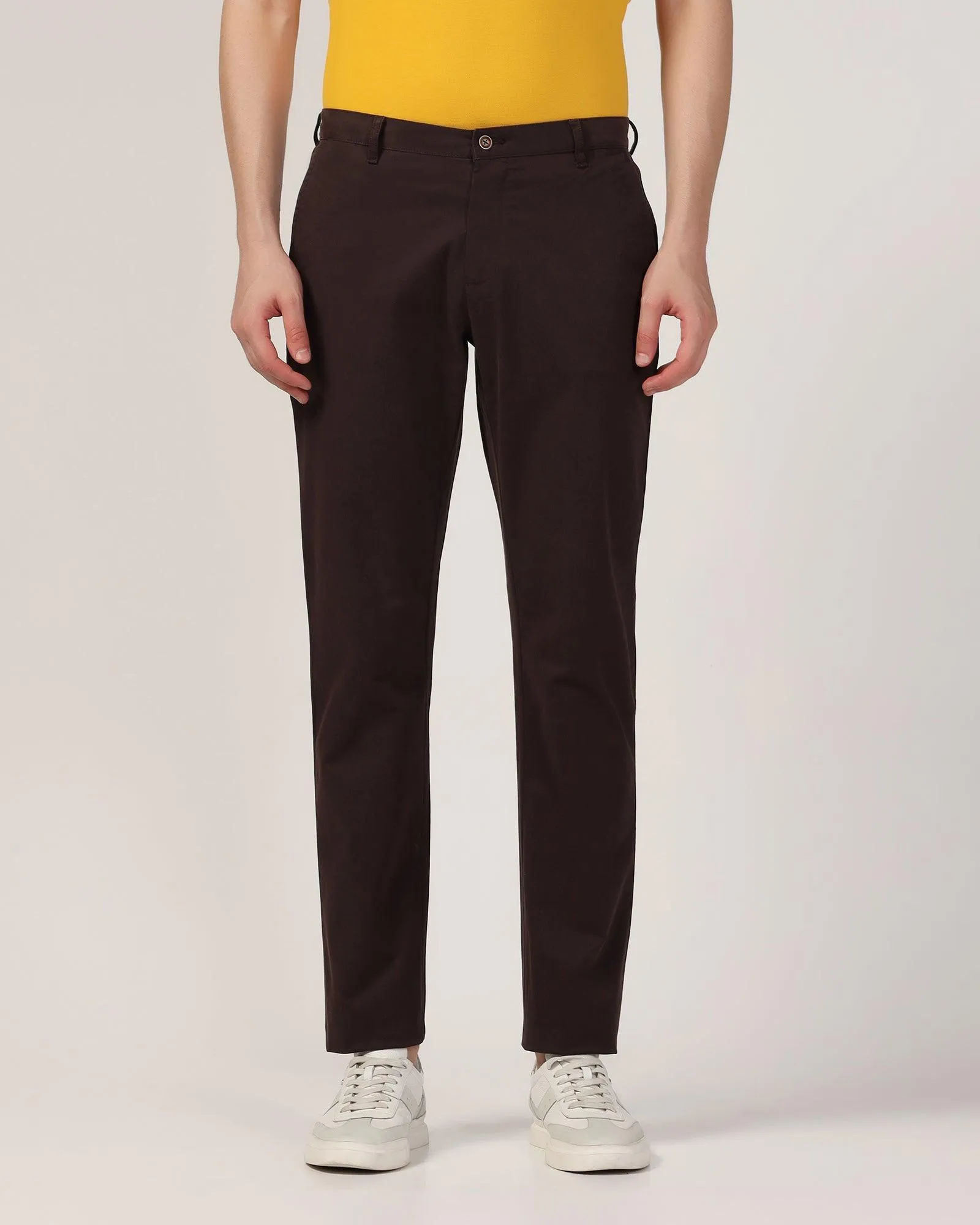 Slim Comfort B-95 Casual Chocolate Solid Khakis - Lab High Rise Design