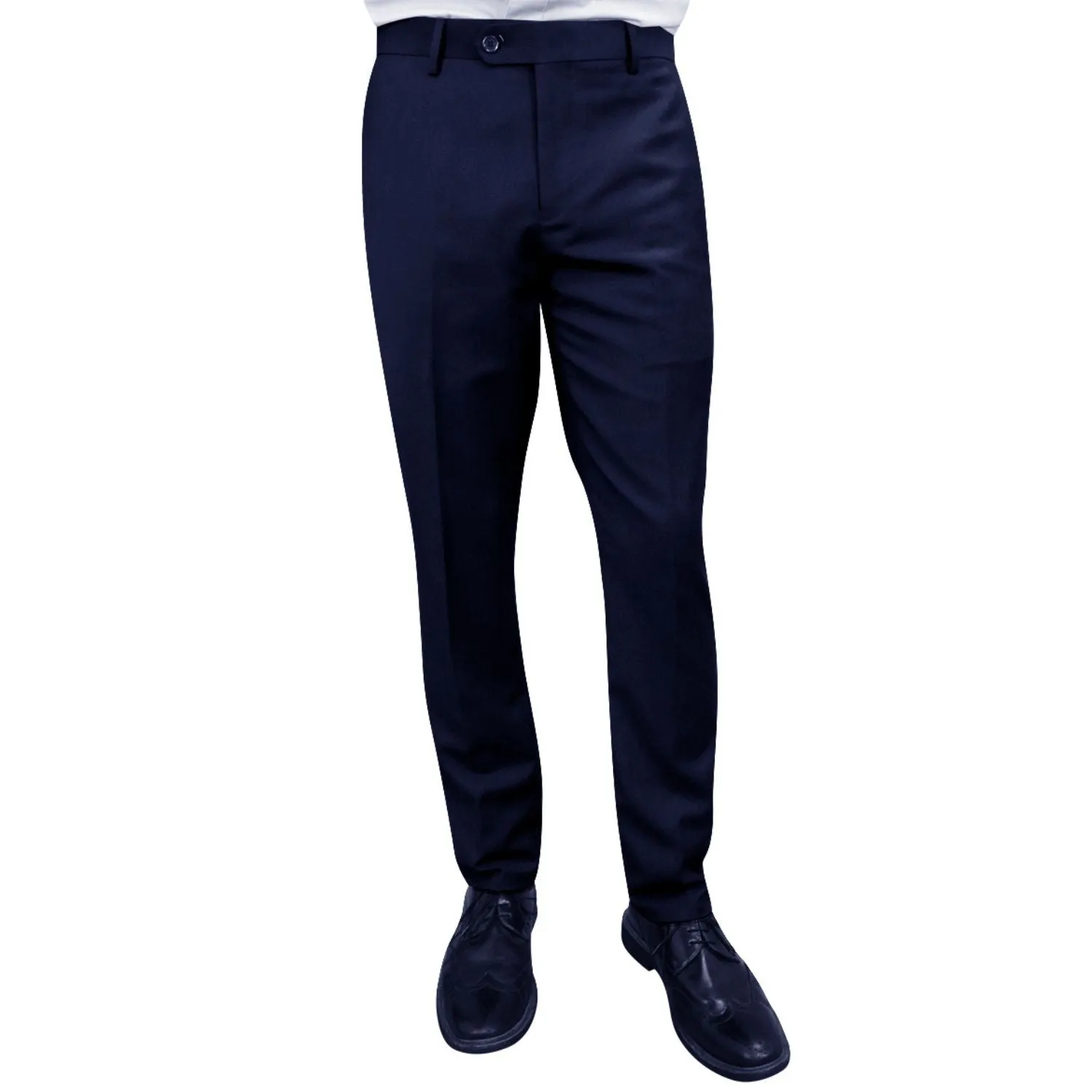 Stylish Cut EasyCareFabric Stylara Collection: Navy Slim Fit Flat Front Pants