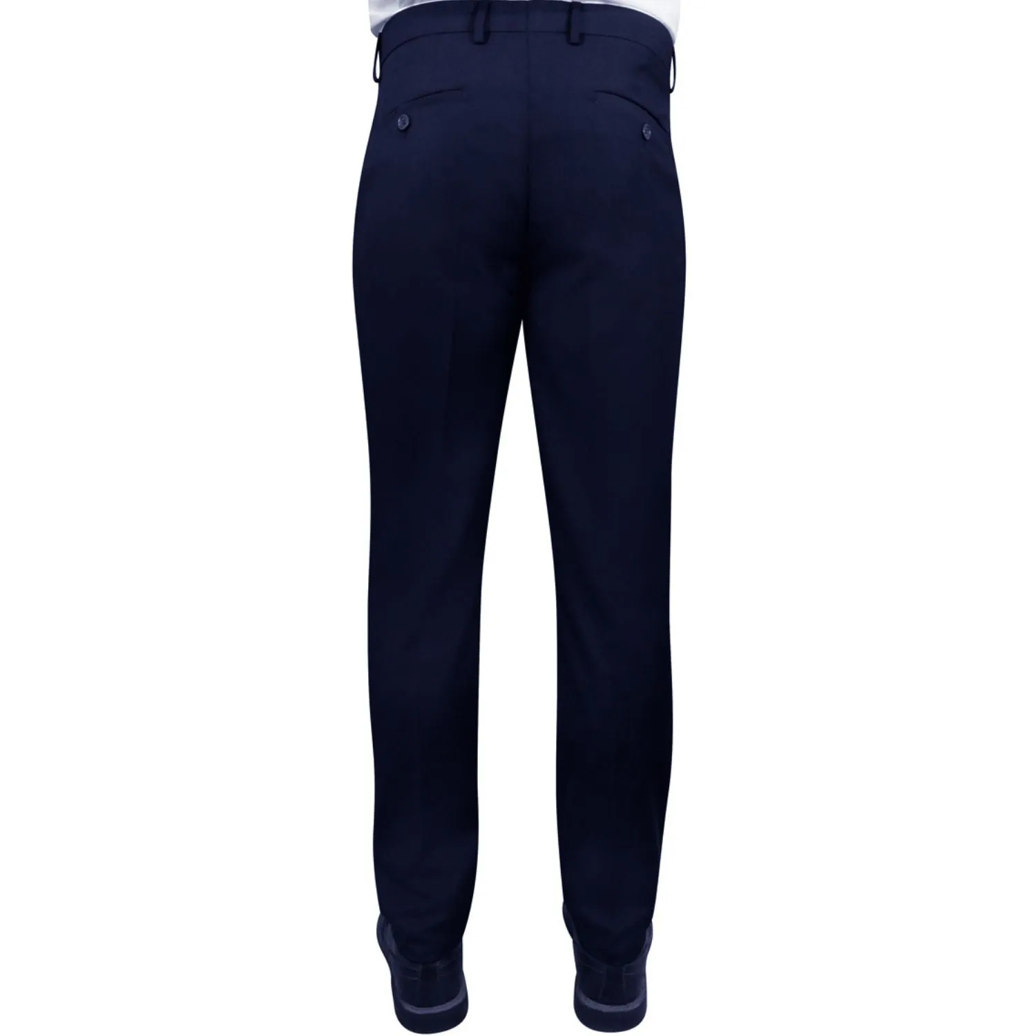 Stylara Collection: Navy Slim Fit Flat Front Pants Flattering Look Cozy Comfort