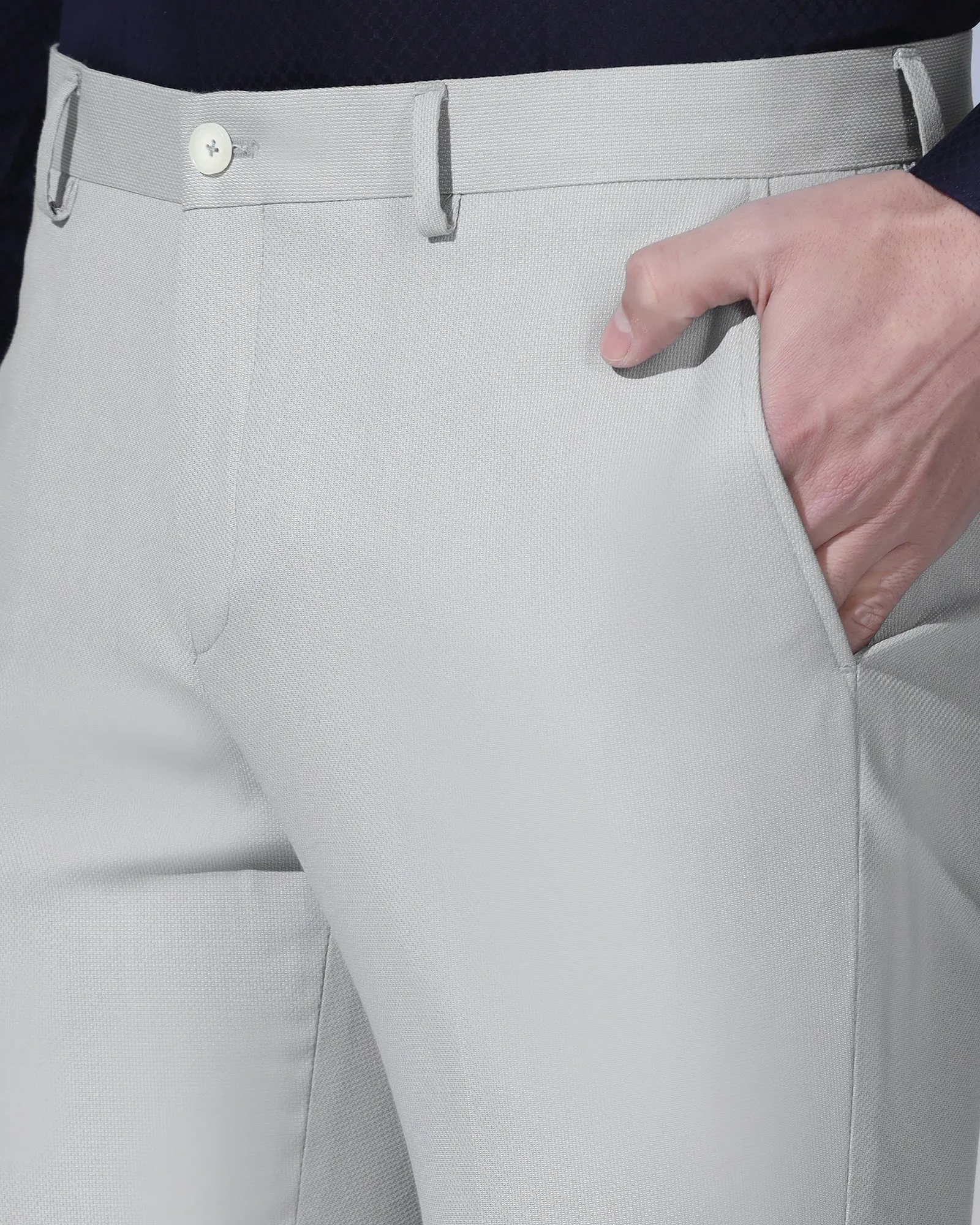 Slim Comfort B-95 Formal Light Grey Textured Trouser - Coach High Durability Stitching