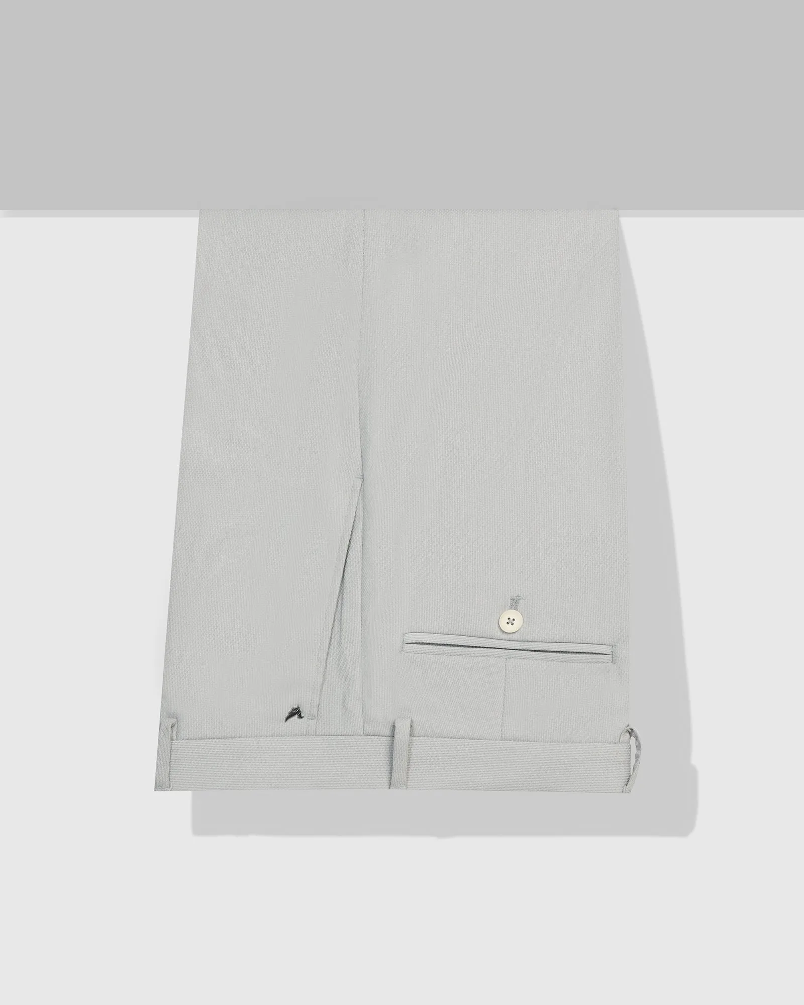 TaglessLabel Anti Snag Threading Slim Comfort B-95 Formal Light Grey Textured Trouser - Coach