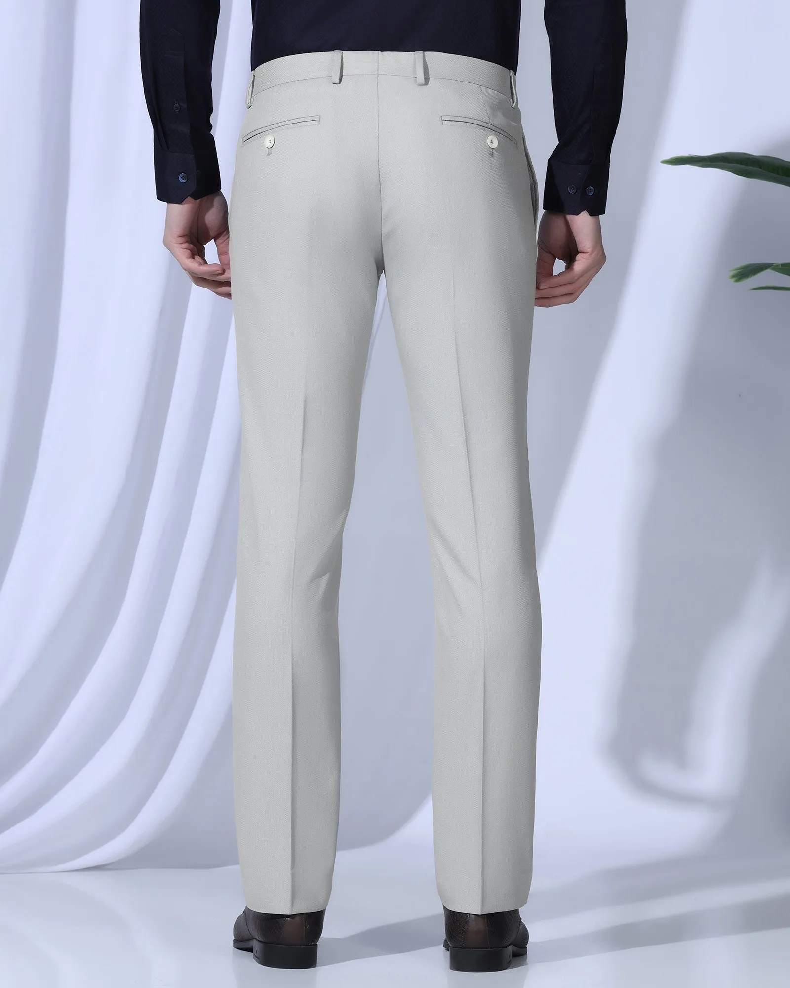 Slim Comfort B-95 Formal Light Grey Textured Trouser - Coach Eco Friendly Dye Natural Movement