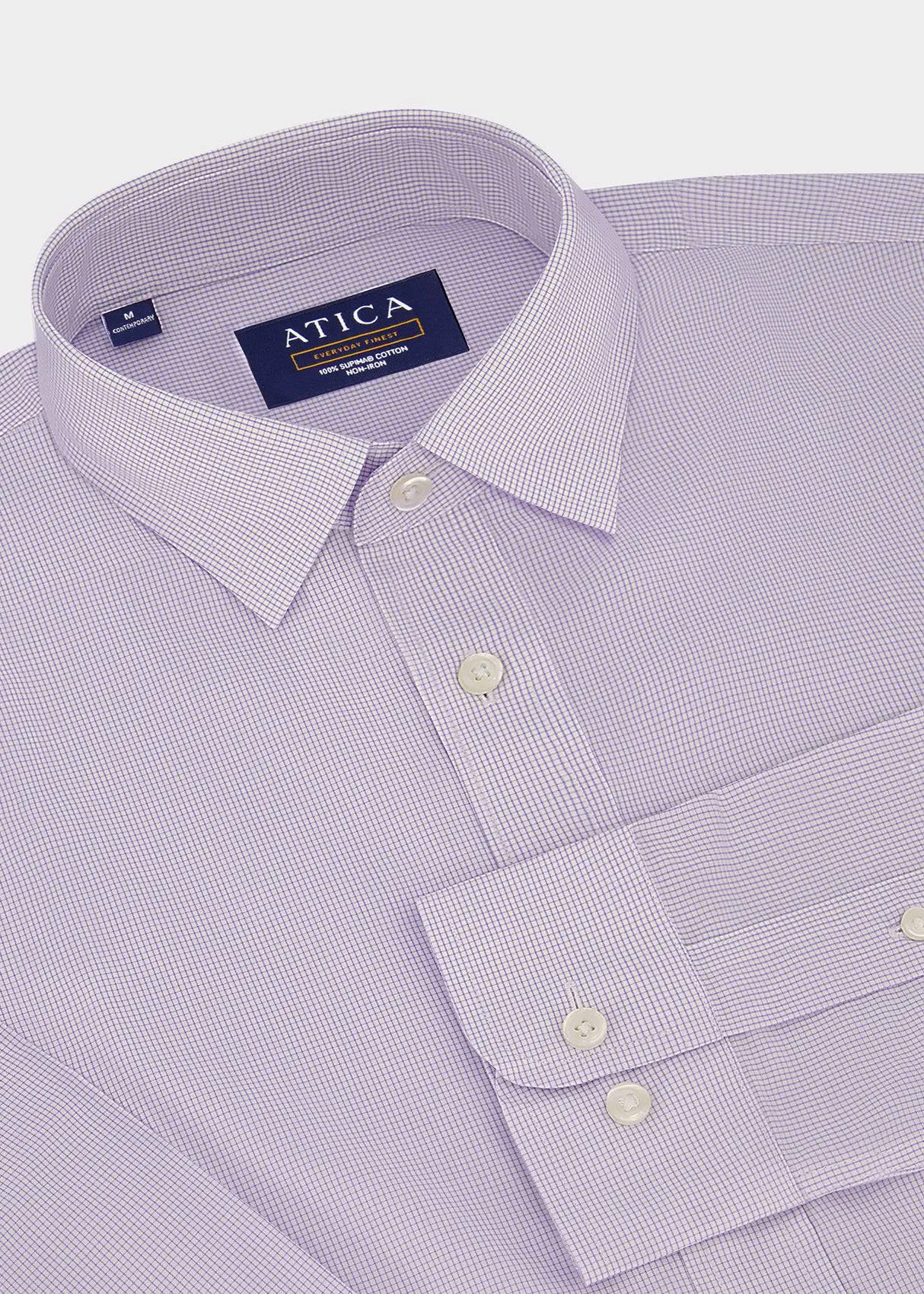 EVERYDAY Lavender Micro Grid?Shirt Micro Perforated Texture
