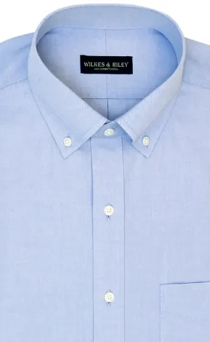 networking event Wilkes & Riley Classic Fit Solid Button-Down Collar Supima? Cotton Non-Iron Pinpoint Oxford Dress Shirt in Blue