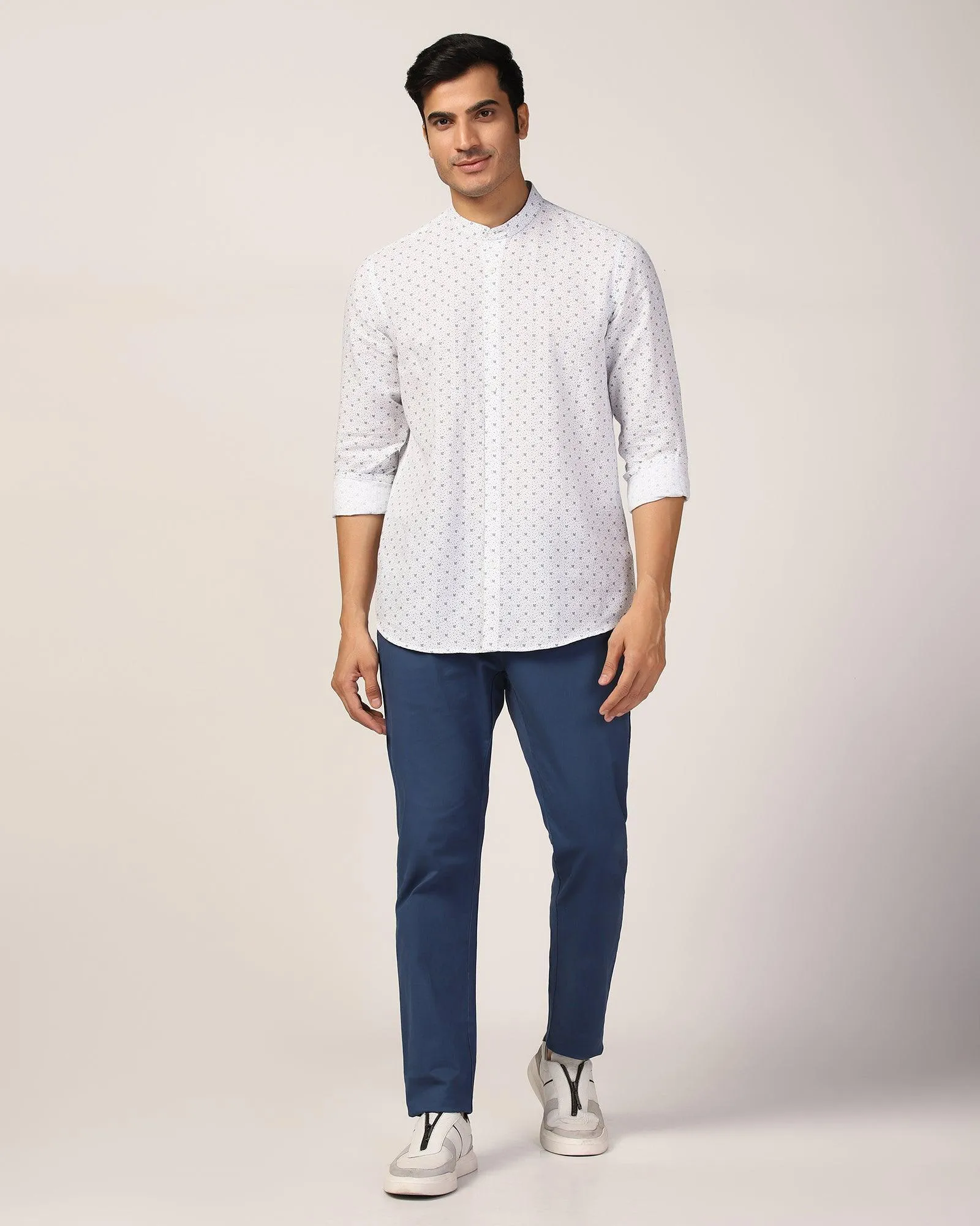 Linen Casual White Printed Shirt - Leaf Active Wear