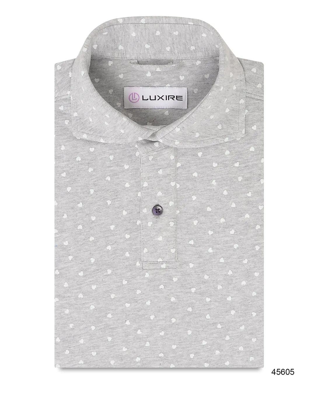 Stylish Neckline Team Uniform White Heart Print On Grey T-shirt