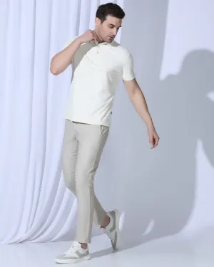 Stretch Motion Smart Fit TechPro Slim Comfort B-95 Casual Stone Beige Solid Khakis - Androit