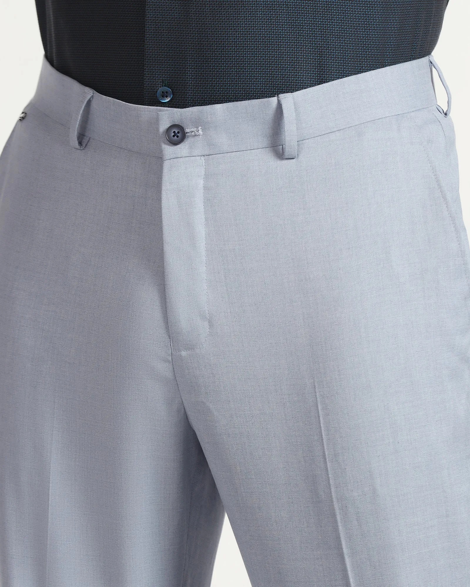 Adaptive Fit Straight B-90 Formal Light Blue Textured Trouser - musk